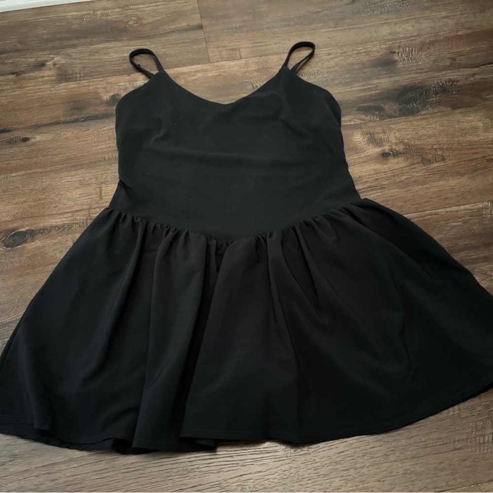 Black Fit-and-Flare Spaghetti Strap Dress